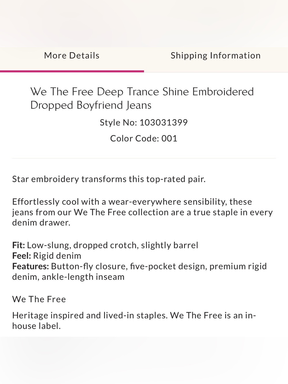 FP We the Free Deep Trance Shine Embroidered Dropped Boyfriend Jeans -NWT - Picture 9 of 11